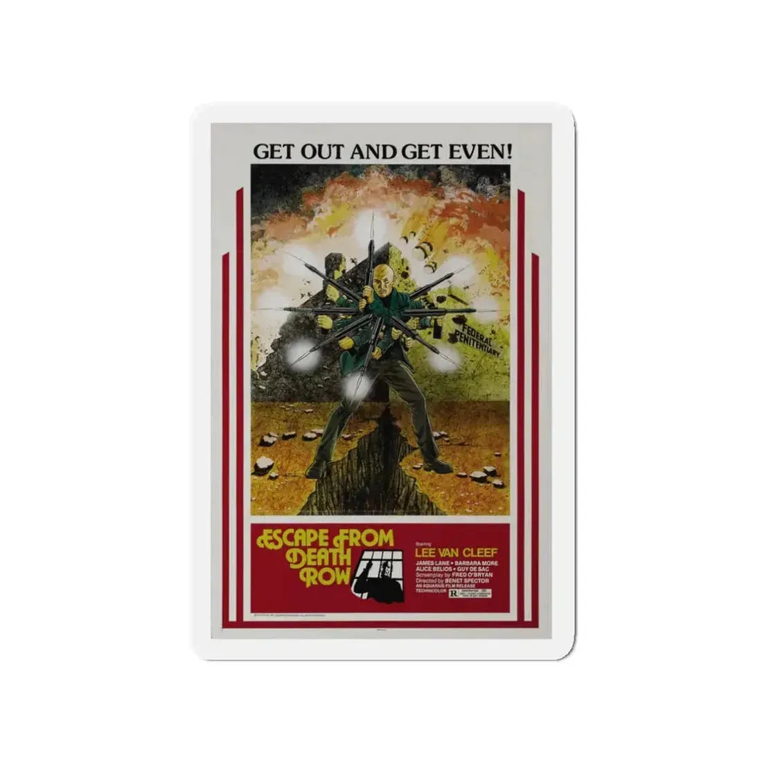 ESCAPE FROM DEATH ROW 1973 Movie Poster - Refrigerator Magnet 3 Inch - The Sticker Space