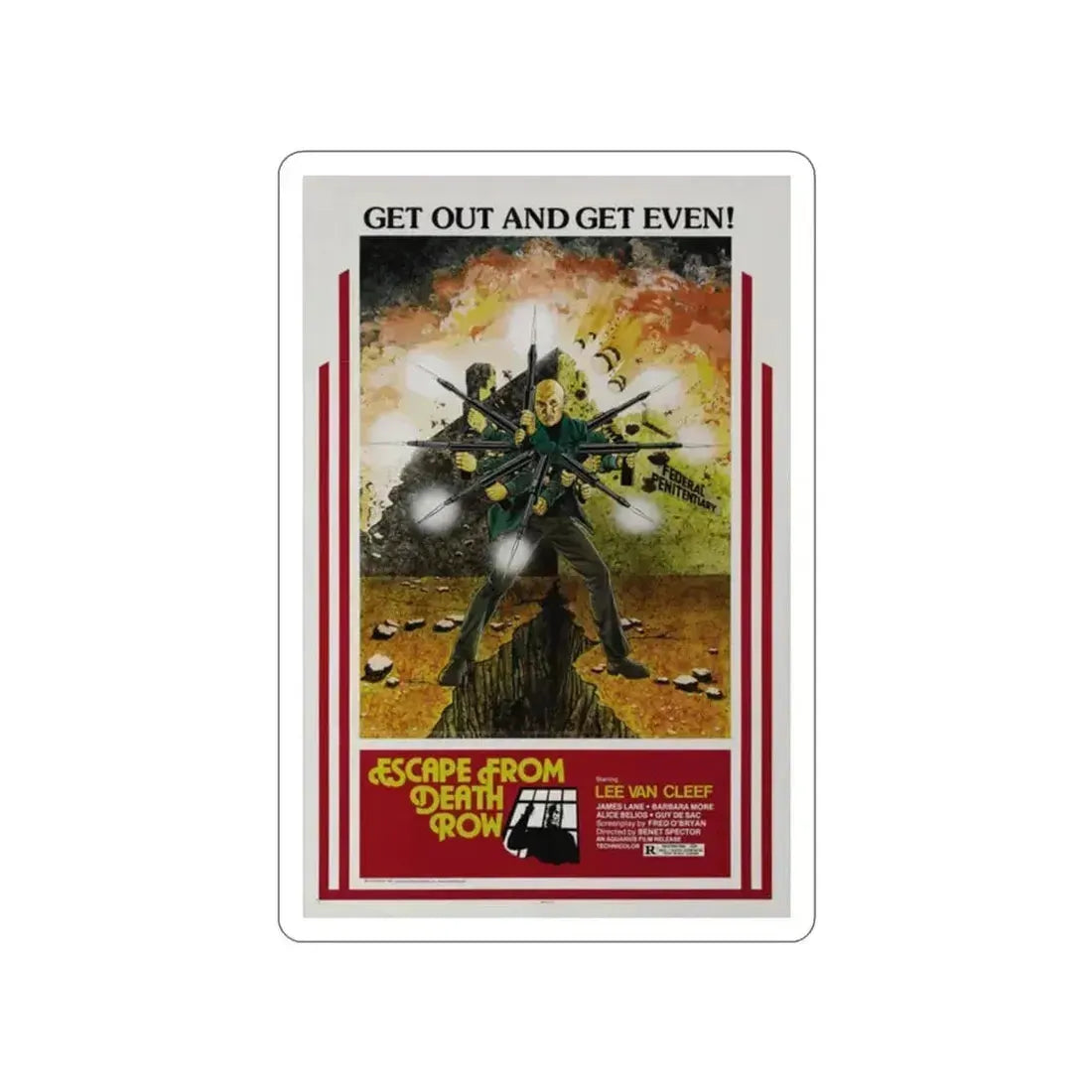 ESCAPE FROM DEATH ROW 1973 Movie Poster STICKER Vinyl Die-Cut Decal 2 Inch - The Sticker Space