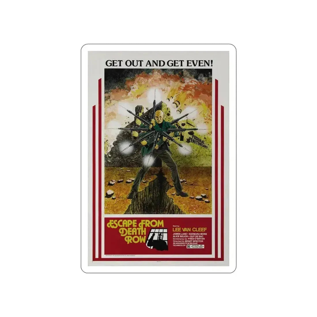 ESCAPE FROM DEATH ROW 1973 Movie Poster STICKER Vinyl Die-Cut Decal 6 Inch - The Sticker Space