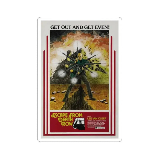 ESCAPE FROM DEATH ROW 1973 Movie Poster - STICKER Vinyl Kiss-Cut Decal 2 Inch White - The Sticker Space