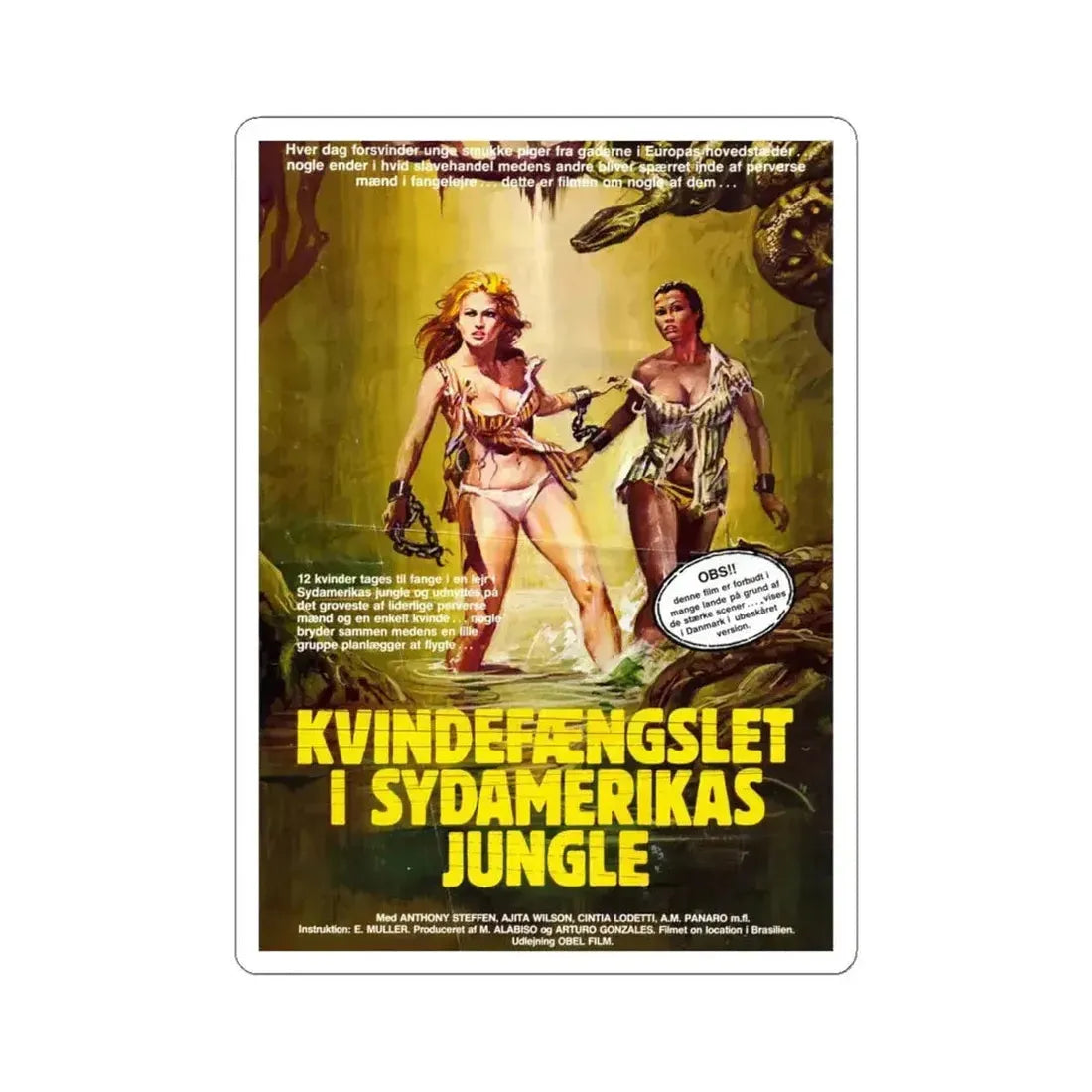 ESCAPE FROM HELL (DANISH) 1980 Movie Poster - STICKER Vinyl Kiss-Cut Decal 6 Inch White - The Sticker Space