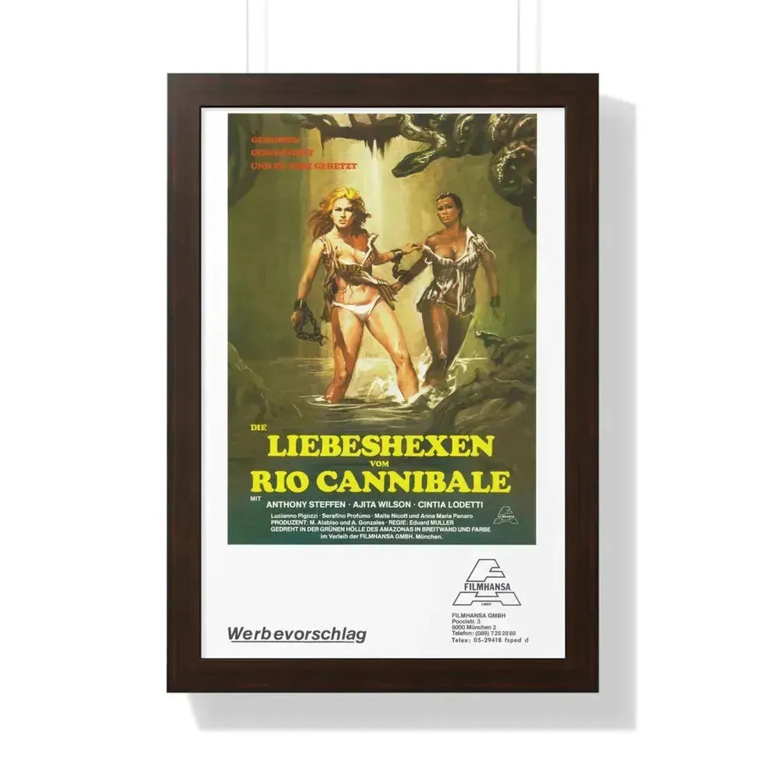 ESCAPE FROM HELL (GERMAN) 1980 - Framed Movie Poster 16″ x 24″ Walnut - The Sticker Space