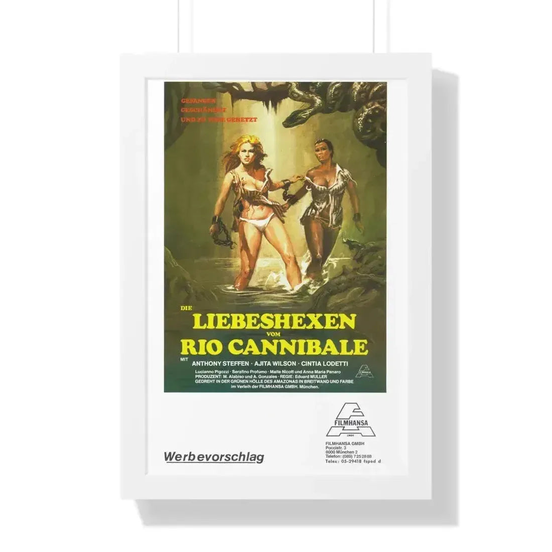 ESCAPE FROM HELL (GERMAN) 1980 - Framed Movie Poster 16″ x 24″ White - The Sticker Space