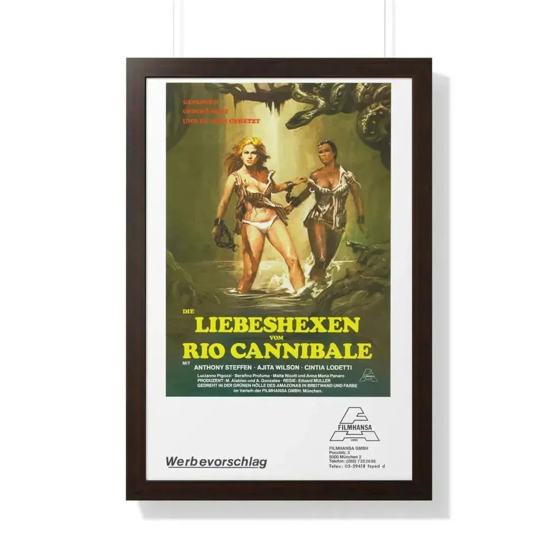 ESCAPE FROM HELL (GERMAN) 1980 - Framed Movie Poster 20" x 30" Walnut - The Sticker Space