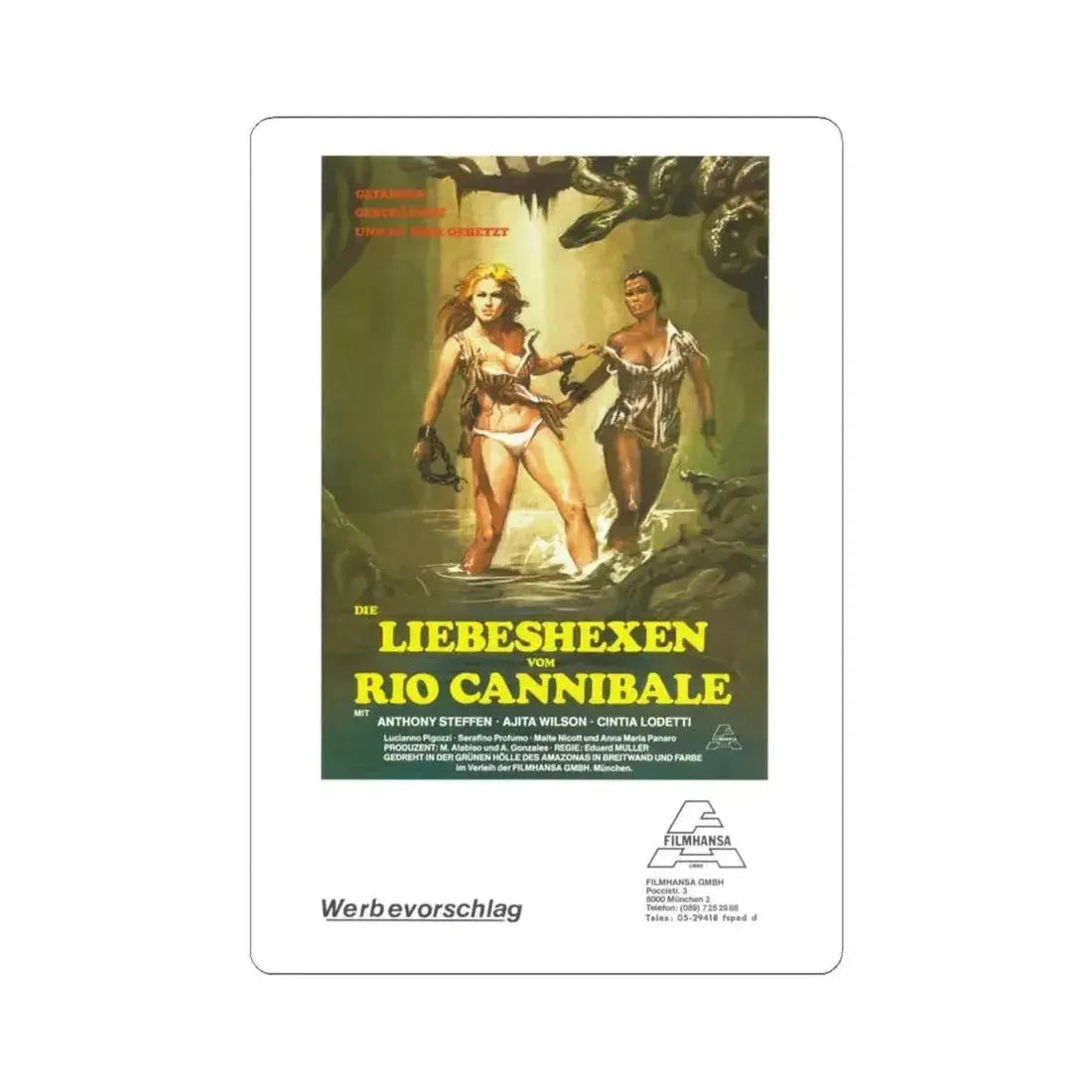 ESCAPE FROM HELL (GERMAN) 1980 Movie Poster - STICKER Vinyl Kiss-Cut Decal 4 Inch White - The Sticker Space