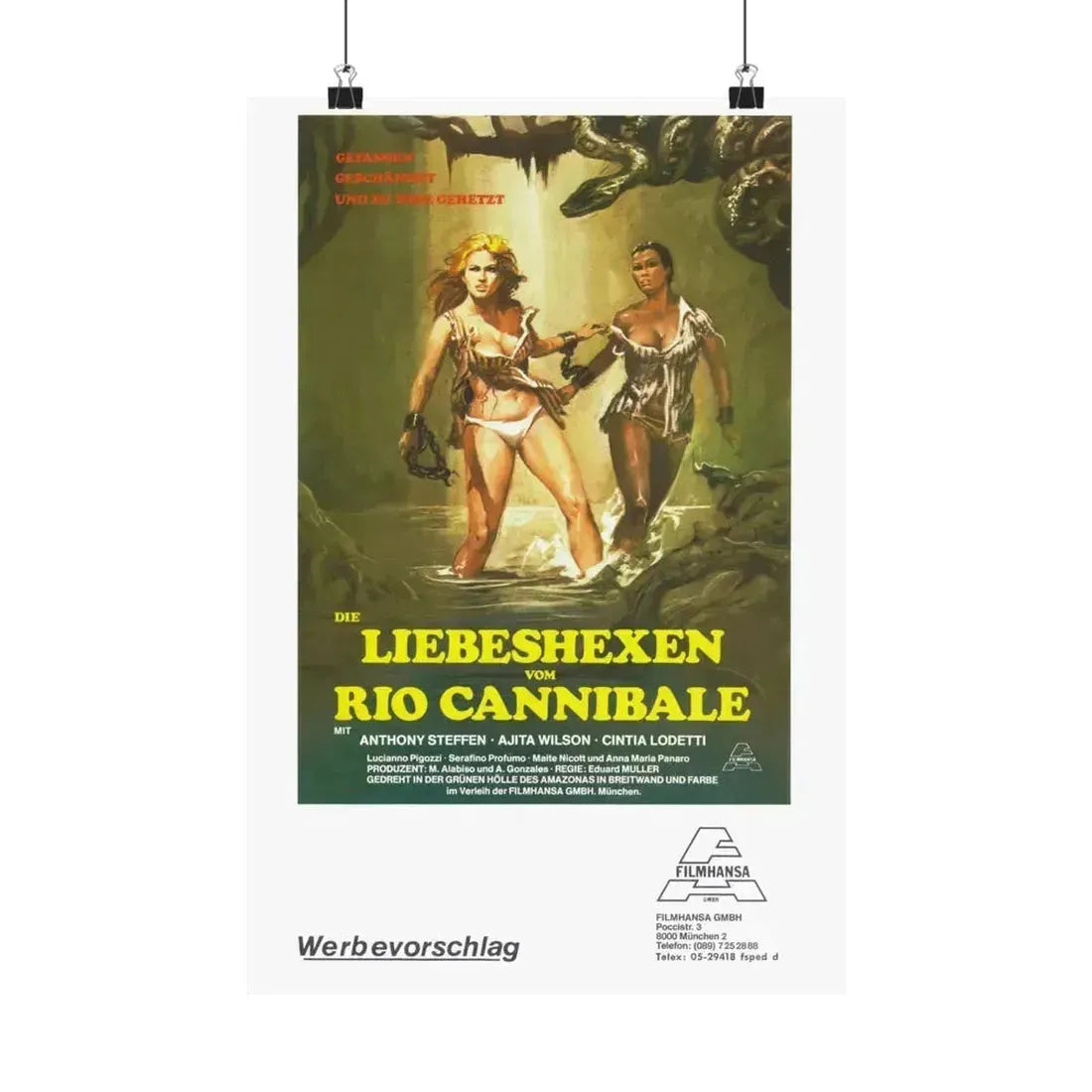 ESCAPE FROM HELL (GERMAN) 1980 - Paper Movie Poster 12″ x 18″ Matte - The Sticker Space