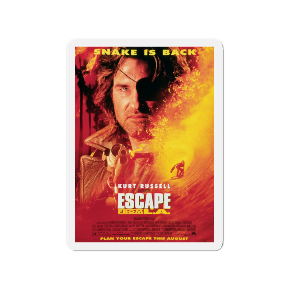 ESCAPE FROM L.A. 1996 Movie Poster - Die-Cut Magnet-2" x 2"-The Sticker Space