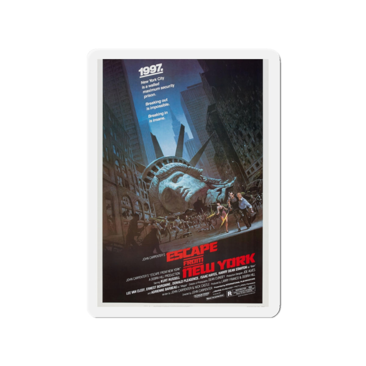 ESCAPE FROM NEW YORK 1981 Movie Poster - Die-Cut Magnet-2" x 2"-The Sticker Space