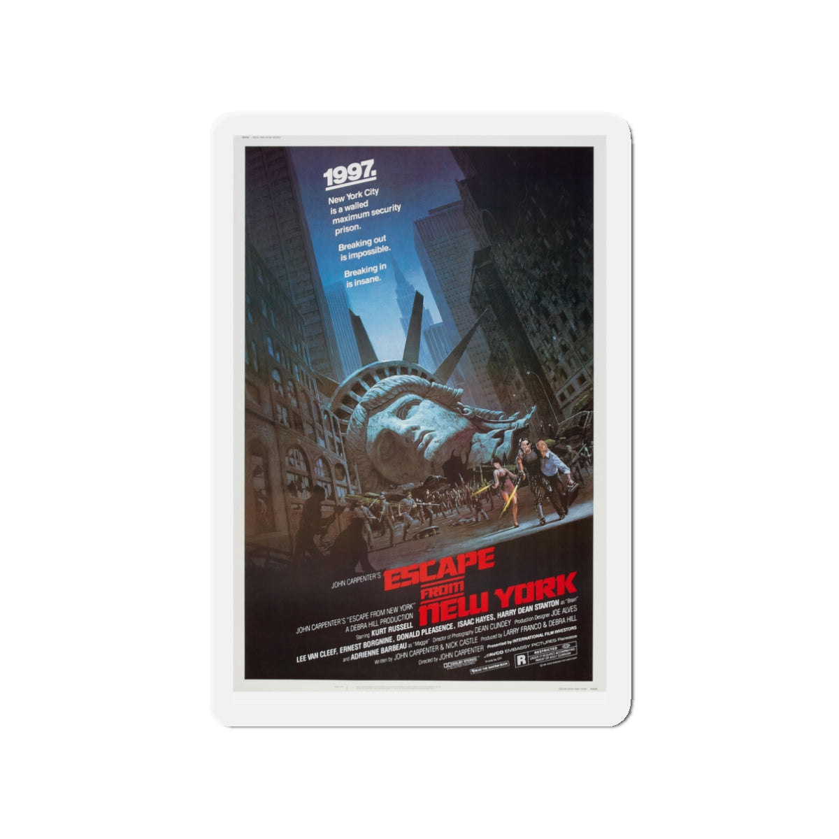 ESCAPE FROM NEW YORK 1981 Movie Poster - Die-Cut Magnet-3" x 3"-The Sticker Space