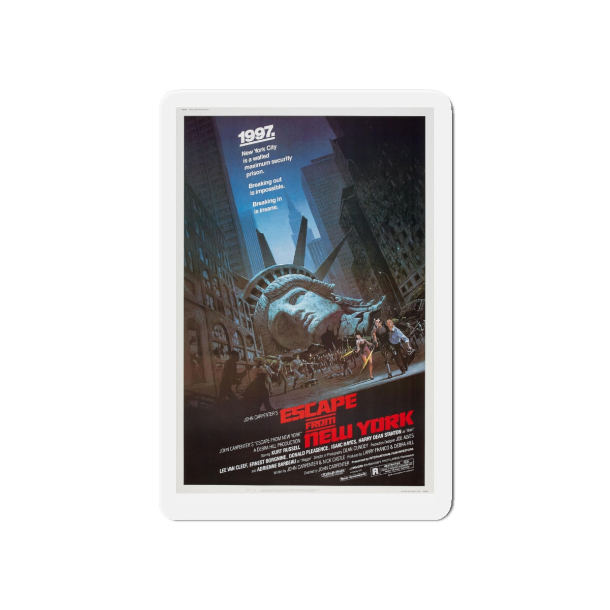 ESCAPE FROM NEW YORK 1981 Movie Poster - Die-Cut Magnet-6 × 6"-The Sticker Space