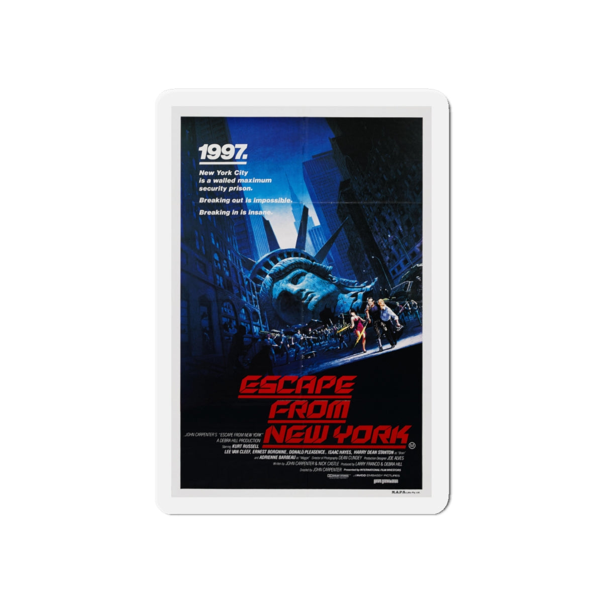 ESCAPE FROM NEW YORK (2) 1981 Movie Poster - Die-Cut Magnet-6 × 6"-The Sticker Space