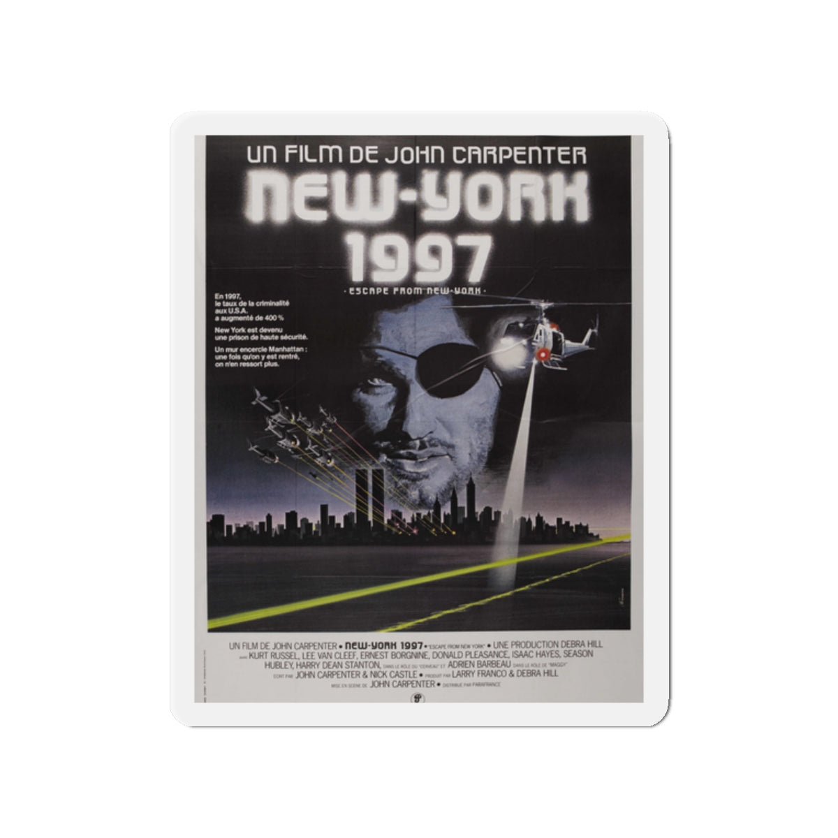 ESCAPE FROM NEW YORK (FRENCH) 1981 Movie Poster - Die-Cut Magnet-2" x 2"-The Sticker Space