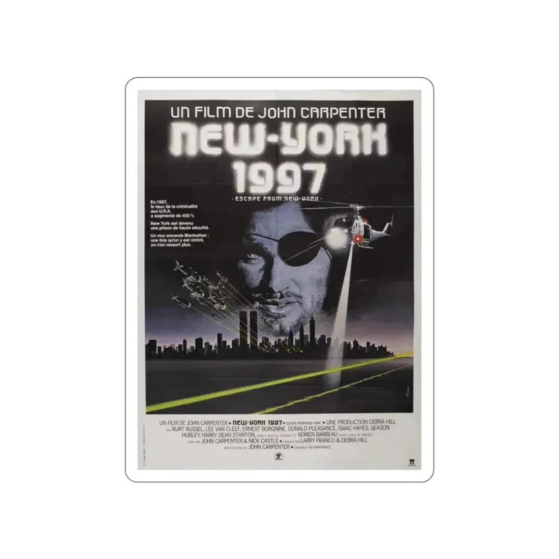 ESCAPE FROM NEW YORK (FRENCH) 1981 Movie Poster STICKER Vinyl Die-Cut Decal 2 Inch - The Sticker Space
