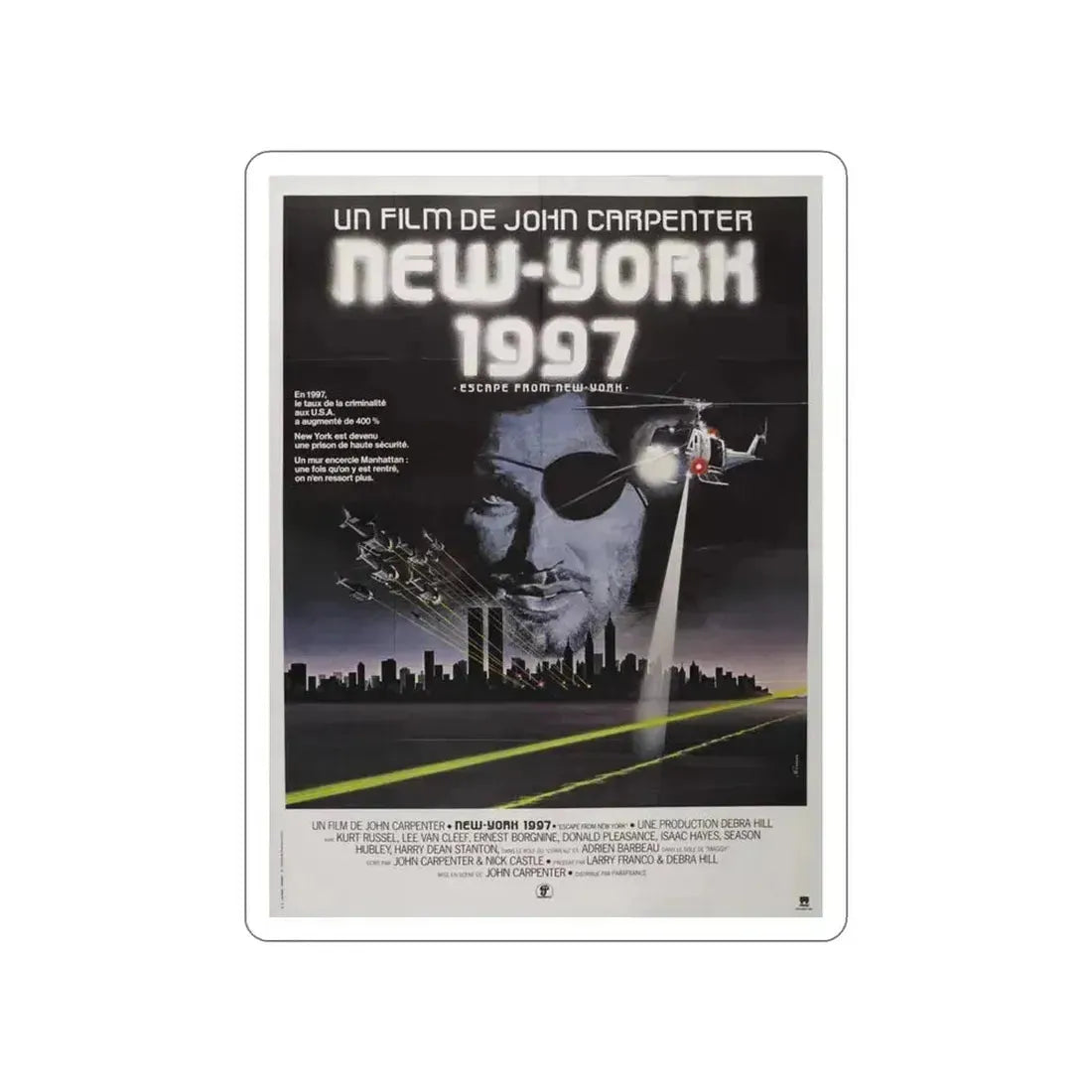 ESCAPE FROM NEW YORK (FRENCH) 1981 Movie Poster STICKER Vinyl Die-Cut Decal 3 Inch - The Sticker Space