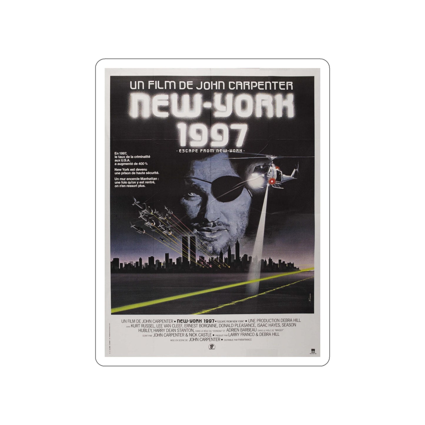 ESCAPE FROM NEW YORK (FRENCH) 1981 Movie Poster STICKER Vinyl Die-Cut Decal-5 Inch-The Sticker Space