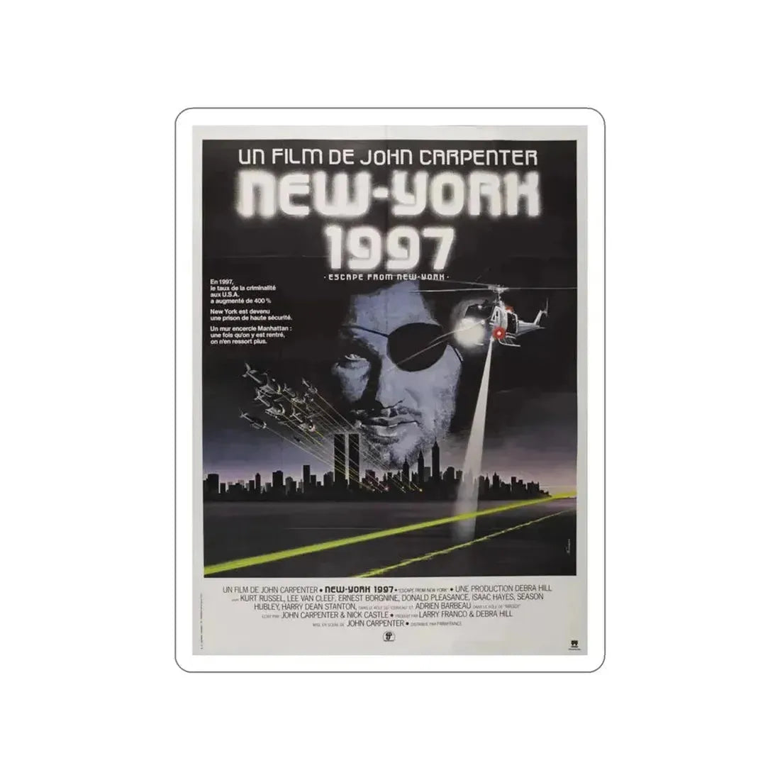 ESCAPE FROM NEW YORK (FRENCH) 1981 Movie Poster STICKER Vinyl Die-Cut Decal - The Sticker Space
