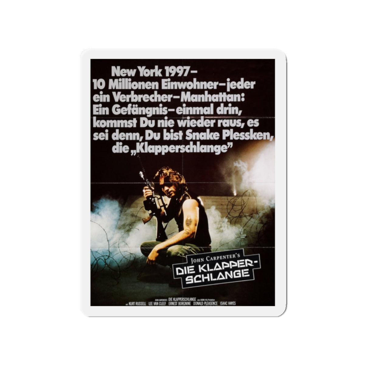 ESCAPE FROM NEW YORK (GERMAN) 1981 Movie Poster - Die-Cut Magnet-2" x 2"-The Sticker Space