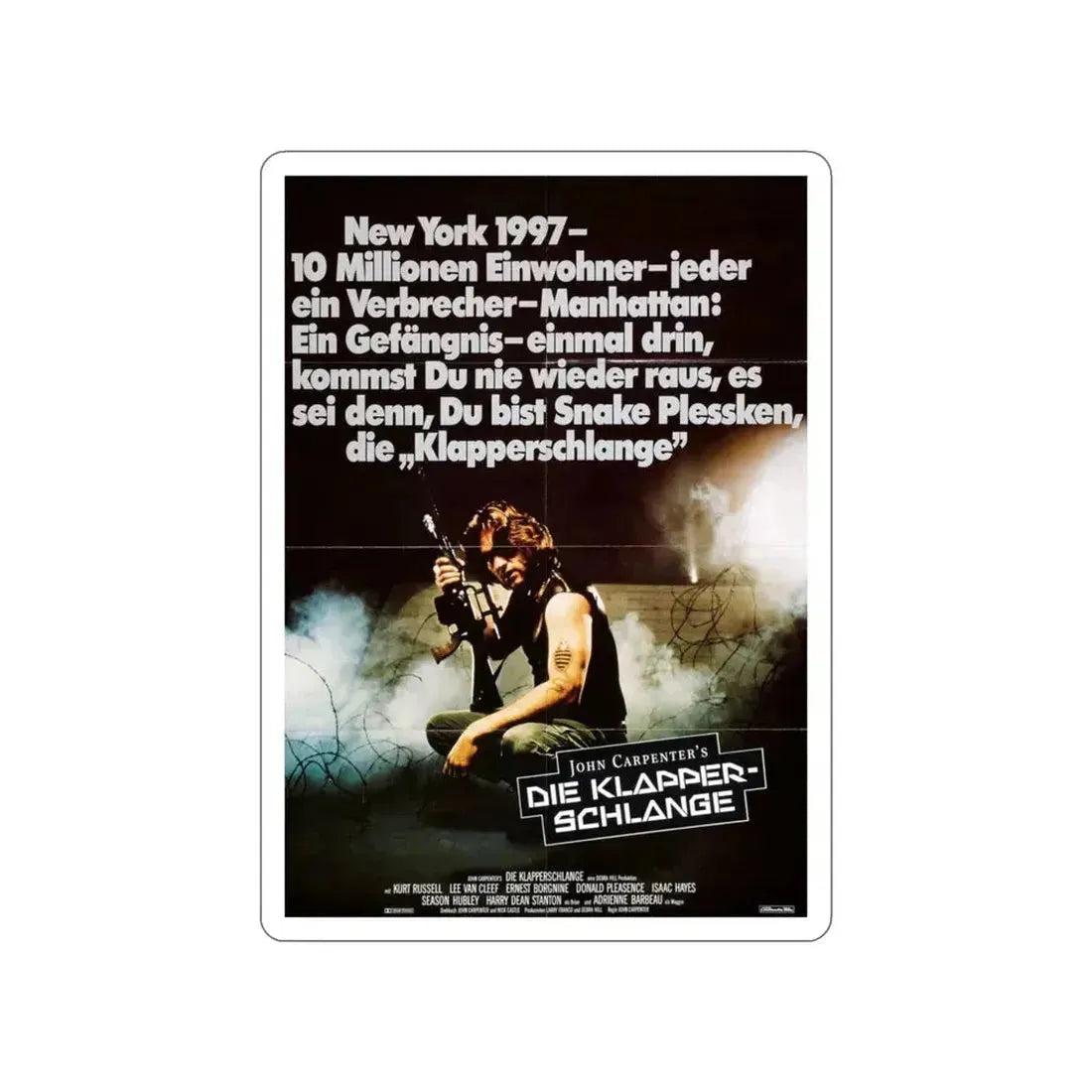 ESCAPE FROM NEW YORK (GERMAN) 1981 Movie Poster STICKER Vinyl Die-Cut Decal 3 Inch - The Sticker Space