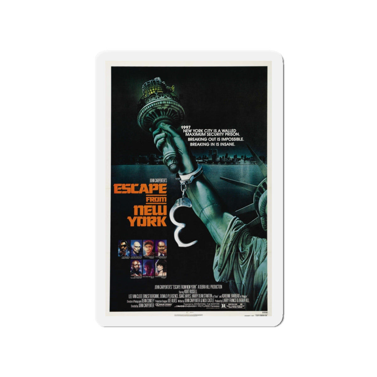 ESCAPE FROM NEW YORK (TEASER) 1981 Movie Poster - Die-Cut Magnet-3" x 3"-The Sticker Space