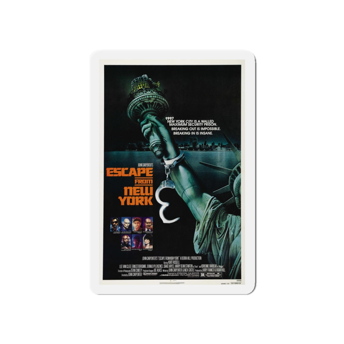 ESCAPE FROM NEW YORK (TEASER) 1981 Movie Poster - Die-Cut Magnet-5" x 5"-The Sticker Space