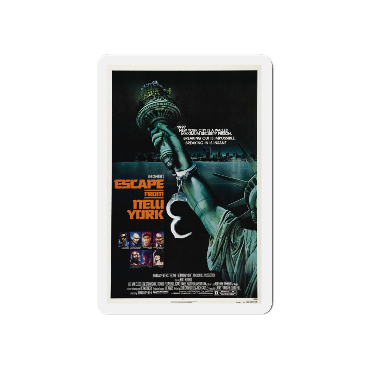 ESCAPE FROM NEW YORK (TEASER) 1981 Movie Poster - Die-Cut Magnet-6 × 6"-The Sticker Space