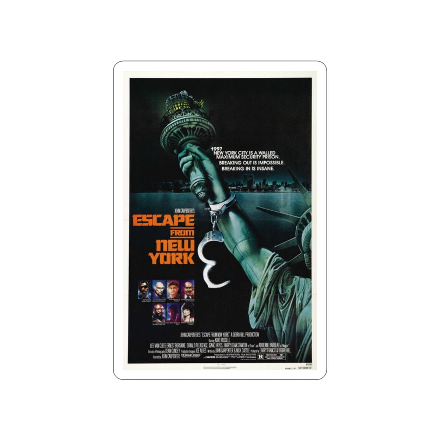 ESCAPE FROM NEW YORK (TEASER) 1981 Movie Poster STICKER Vinyl Die-Cut Decal-2 Inch-The Sticker Space