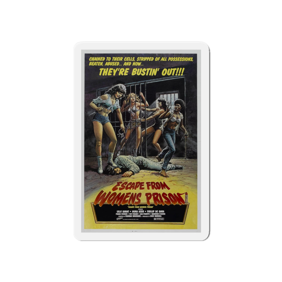 ESCAPE FROM WOMENS PRISON 1978 Movie Poster - Die-Cut Magnet-6 × 6"-The Sticker Space