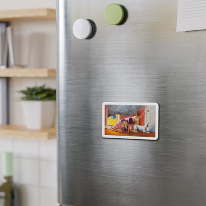 Escaping the Fire, NFPA advertisement (Magazine Illustration) Refrigerator Magnet-The Sticker Space