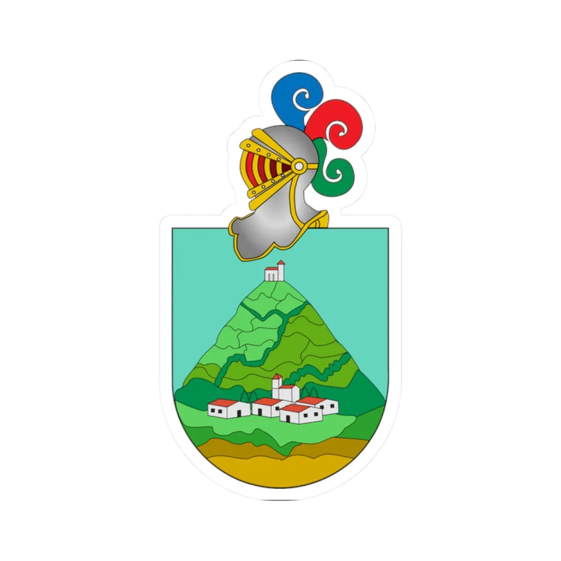 Escudo Añorbe con casco (Spain) (Coat of Arms) STICKER Vinyl Kiss-Cut Decal 2 Inch White - The Sticker Space