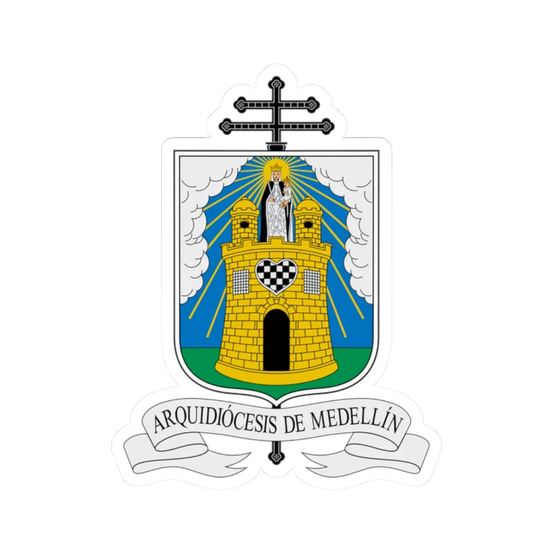Escudo Arquidiócesis de Medellín (Colombia) (Coat of Arms) STICKER Vinyl Kiss-Cut Decal 2 Inch White - The Sticker Space