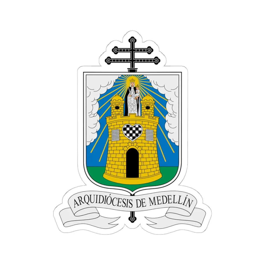 Escudo Arquidiócesis de Medellín (Colombia) (Coat of Arms) STICKER Vinyl Kiss-Cut Decal 6 Inch White - The Sticker Space