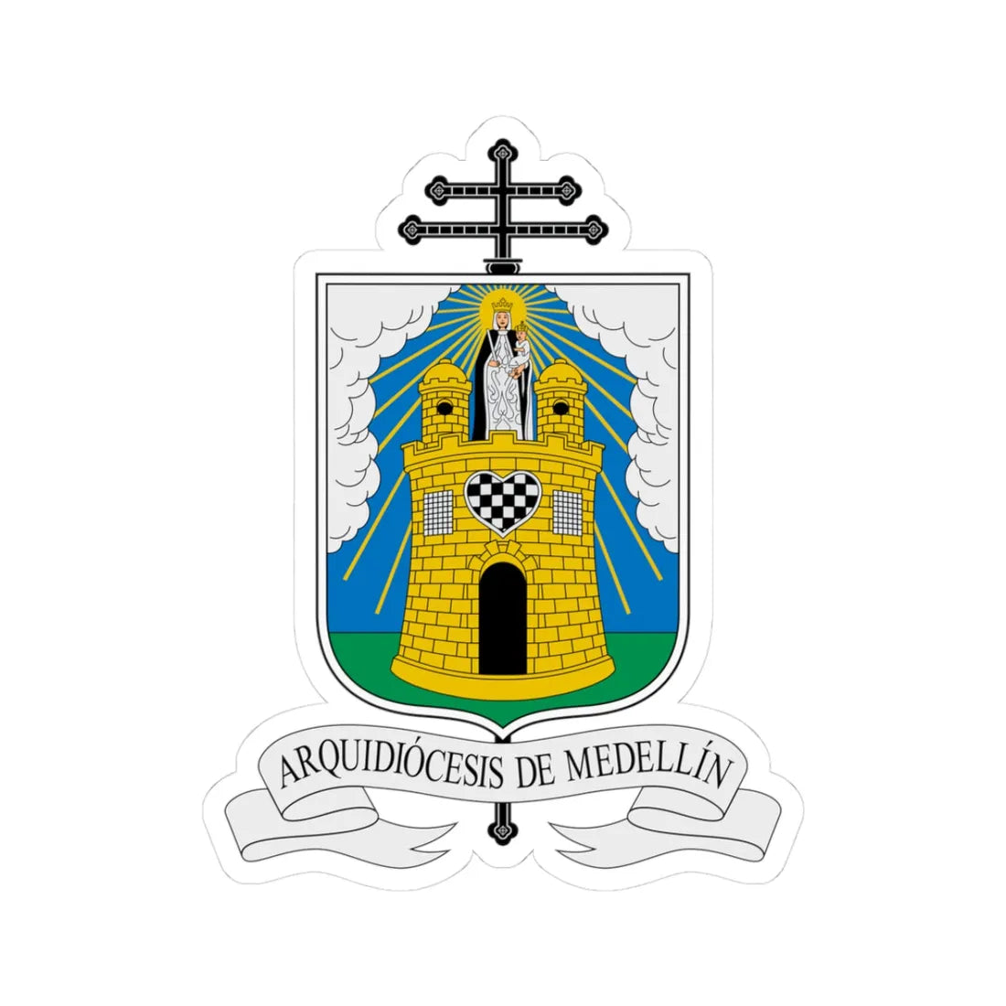 Escudo Arquidiócesis de Medellín (Colombia) (Coat of Arms) STICKER Vinyl Kiss-Cut Decal - The Sticker Space
