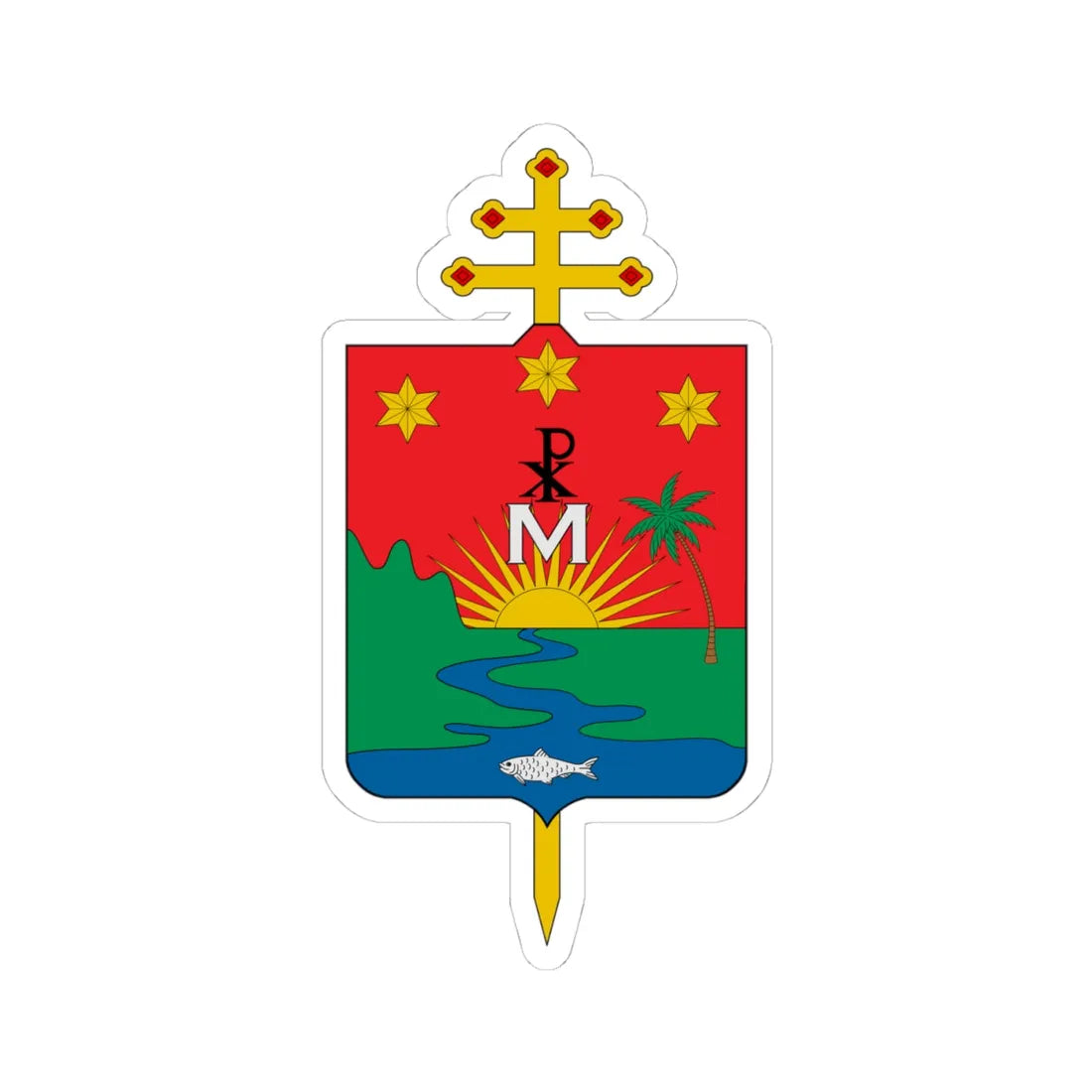 Escudo Arquidiócesis de Villavicencio (Colombia) (Coat of Arms) STICKER Vinyl Kiss-Cut Decal 4 Inch White - The Sticker Space