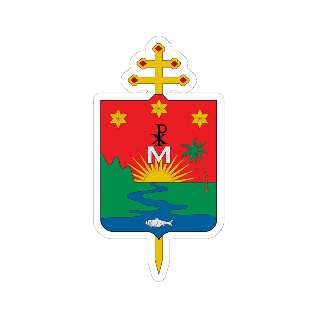Escudo Arquidiócesis de Villavicencio (Colombia) (Coat of Arms) STICKER Vinyl Kiss-Cut Decal 6 Inch White - The Sticker Space