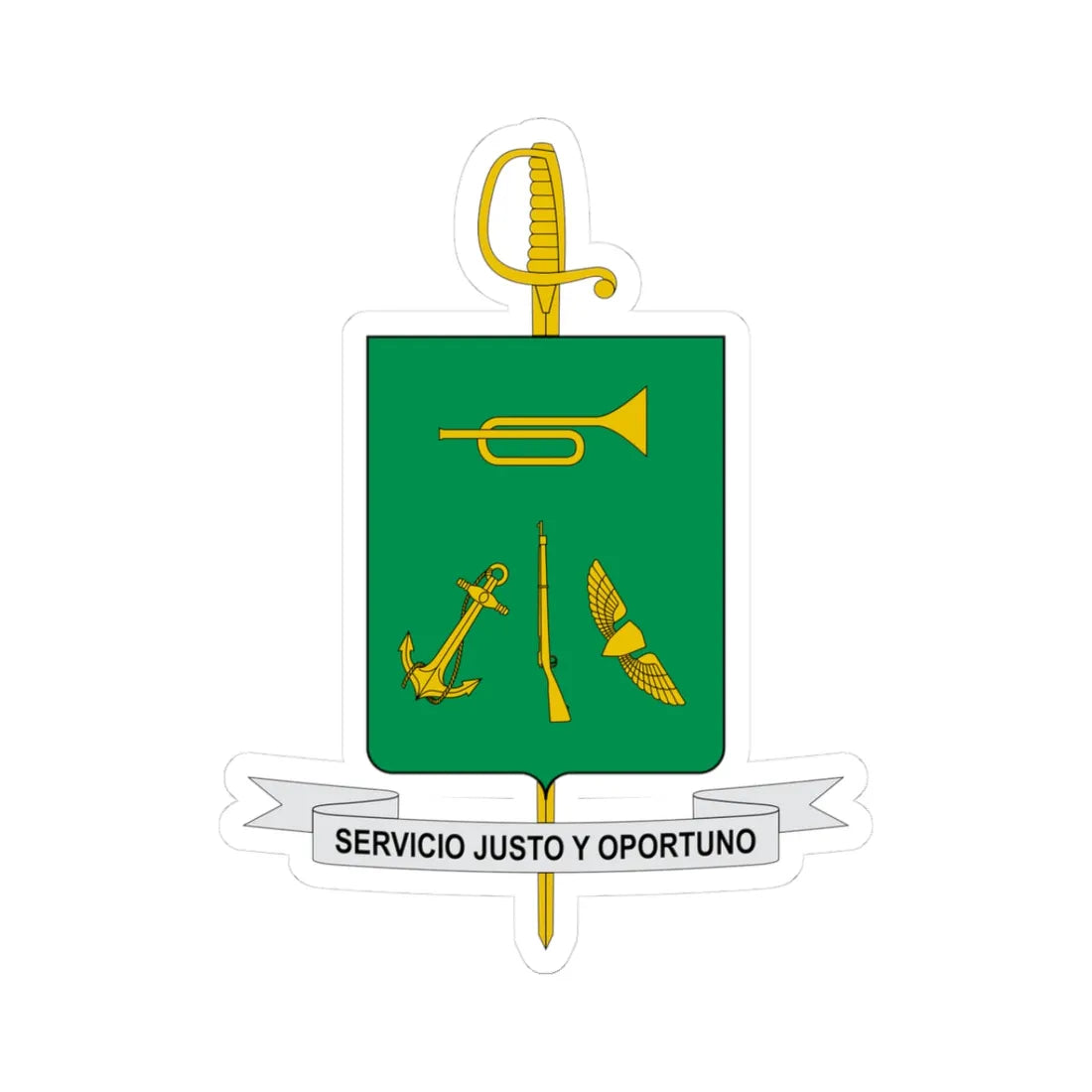 Escudo Caja de Retiro de las FF.MM-Colombia (Colombia) (Coat of Arms) STICKER Vinyl Kiss-Cut Decal 3 Inch White - The Sticker Space