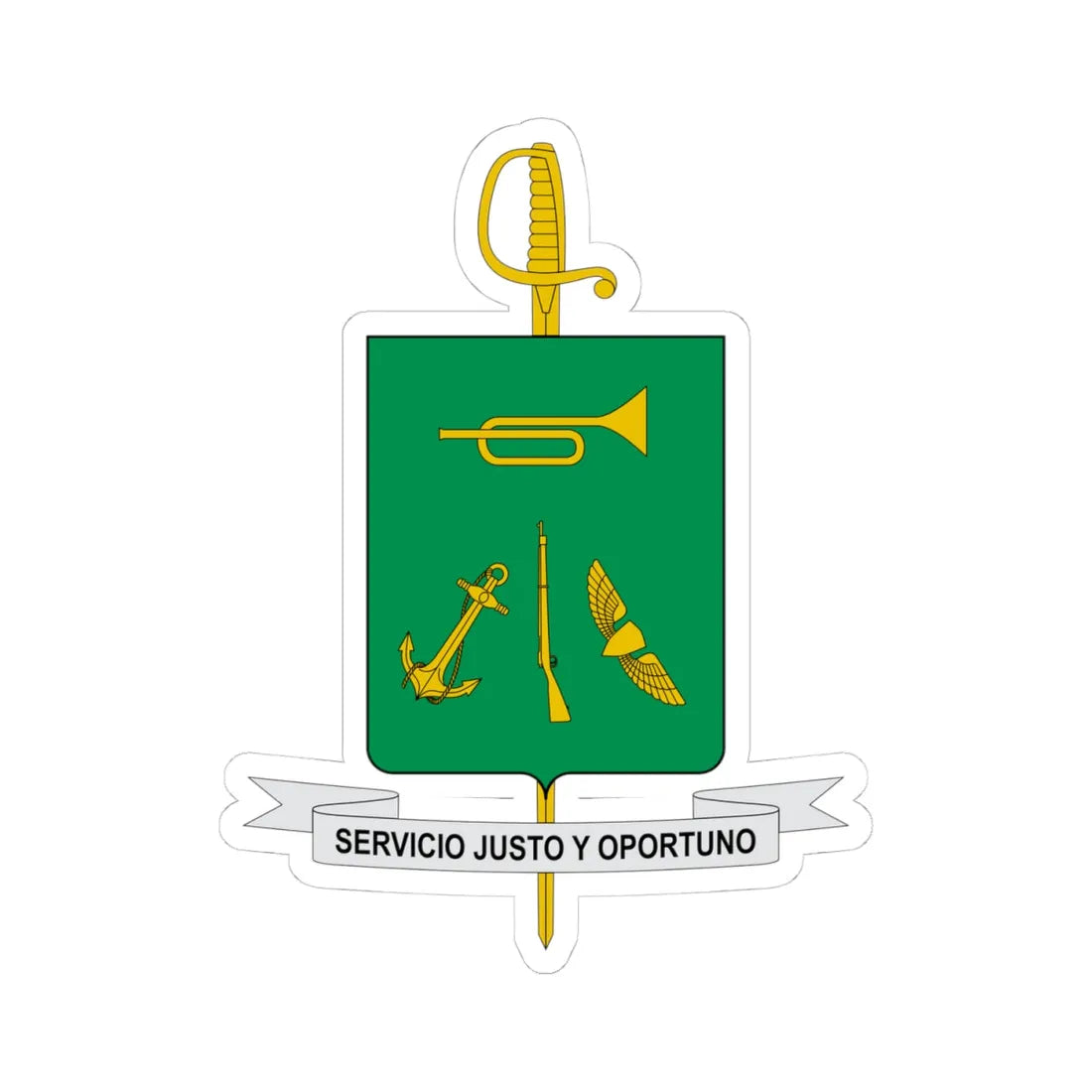 Escudo Caja de Retiro de las FF.MM-Colombia (Colombia) (Coat of Arms) STICKER Vinyl Kiss-Cut Decal 4 Inch White - The Sticker Space