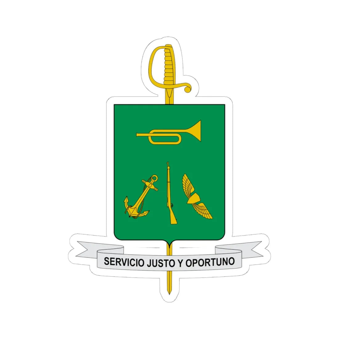 Escudo Caja de Retiro de las FF.MM-Colombia (Colombia) (Coat of Arms) STICKER Vinyl Kiss-Cut Decal 6 Inch White - The Sticker Space