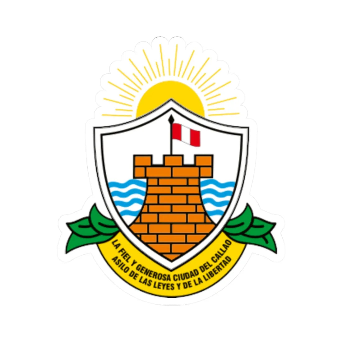 Escudo Callao (Peru) (Coat of Arms) STICKER Vinyl Kiss-Cut Decal 2 Inch White - The Sticker Space