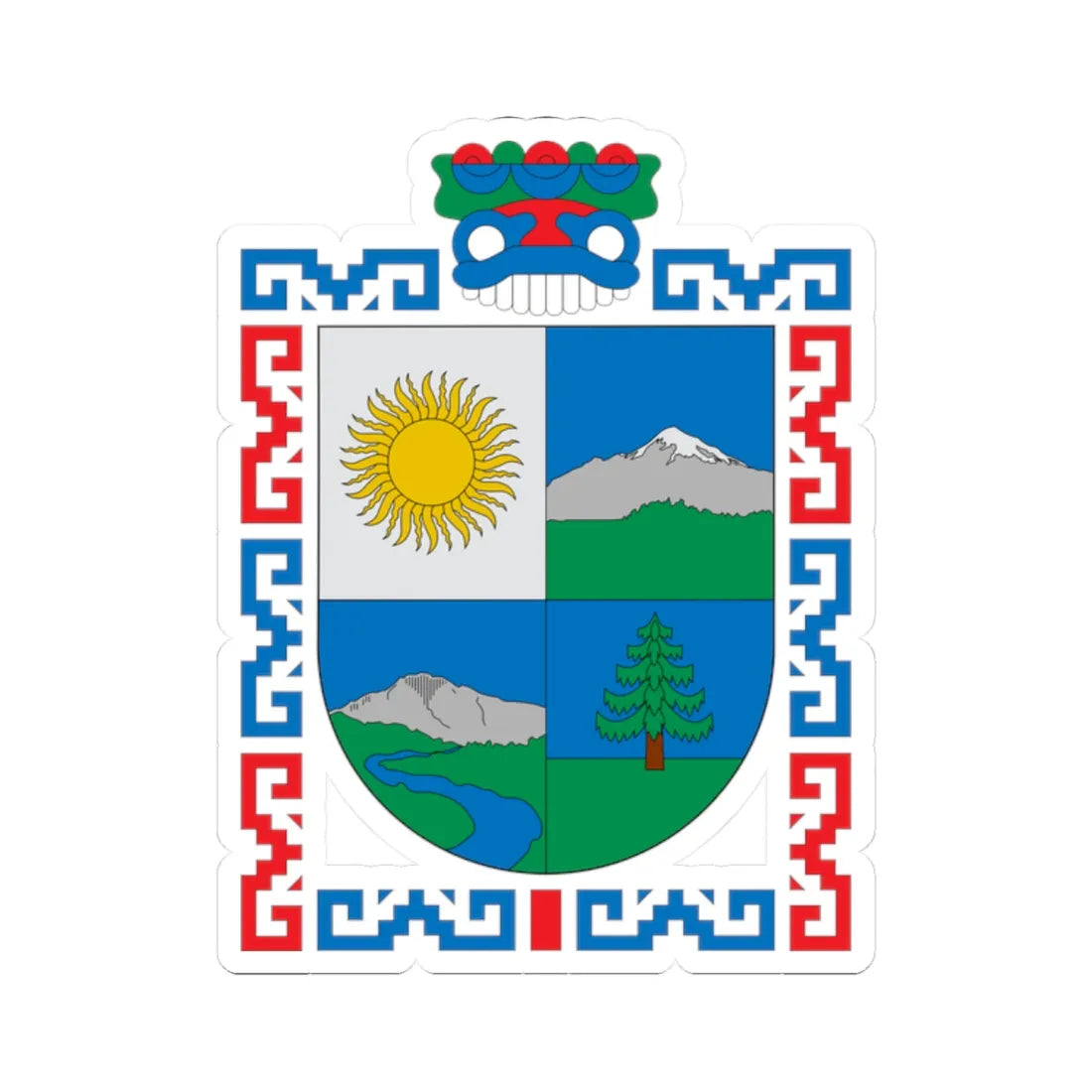 Escudo Chalchicomula de Sesma (Mexico) (Coat of Arms) STICKER Vinyl Kiss-Cut Decal 2 Inch White - The Sticker Space