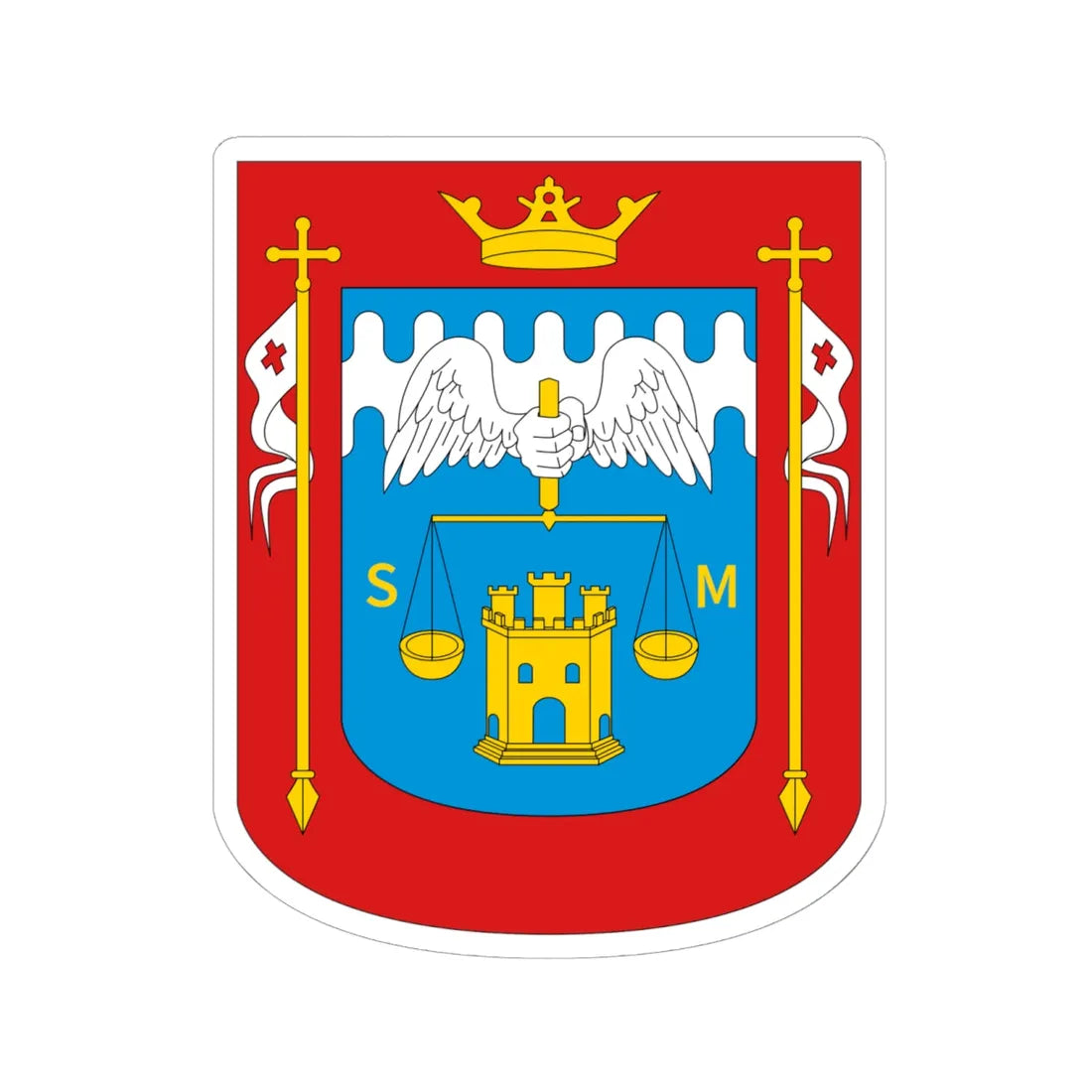 Escudo ciudad de Piura (Peru) (Coat of Arms) STICKER Vinyl Kiss-Cut Decal 6 Inch White - The Sticker Space