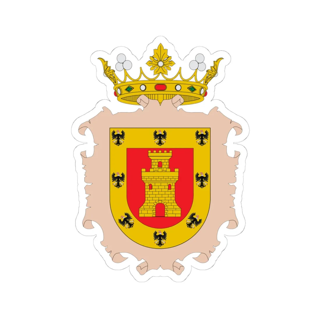 Escudo Colonial de Cuzco (Peru) (Coat of Arms) STICKER Vinyl Kiss-Cut Decal 4 Inch White - The Sticker Space