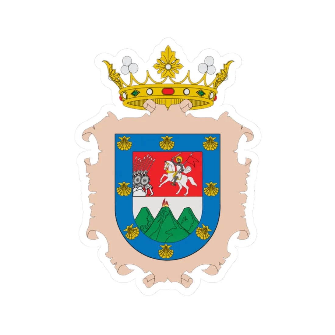 Escudo colonial de la ciudad de Guatemala (Costa Rica) (Coat of Arms) STICKER Vinyl Kiss-Cut Decal 2 Inch White - The Sticker Space