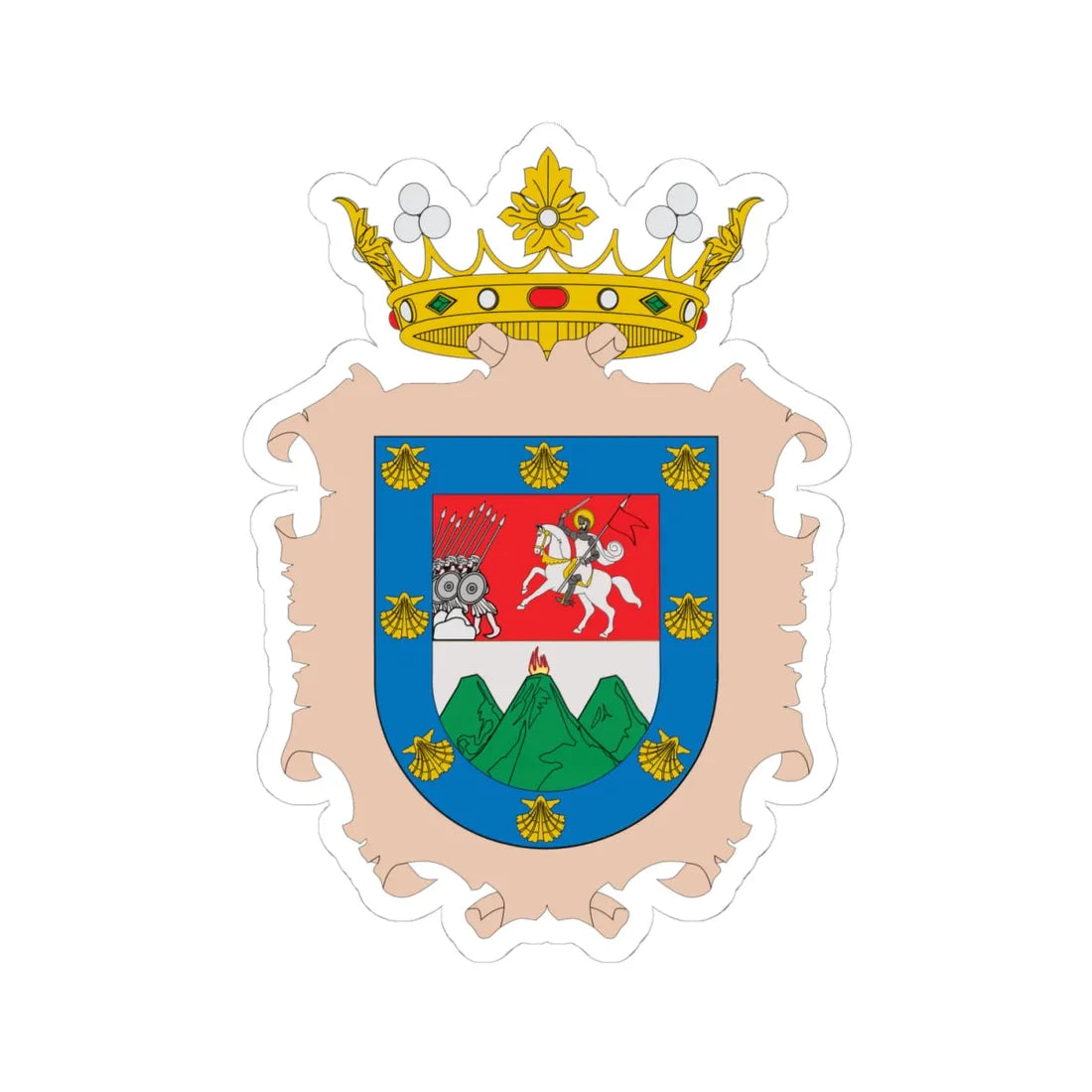 Escudo colonial de la ciudad de Guatemala (Costa Rica) (Coat of Arms) STICKER Vinyl Kiss-Cut Decal 4 Inch White - The Sticker Space