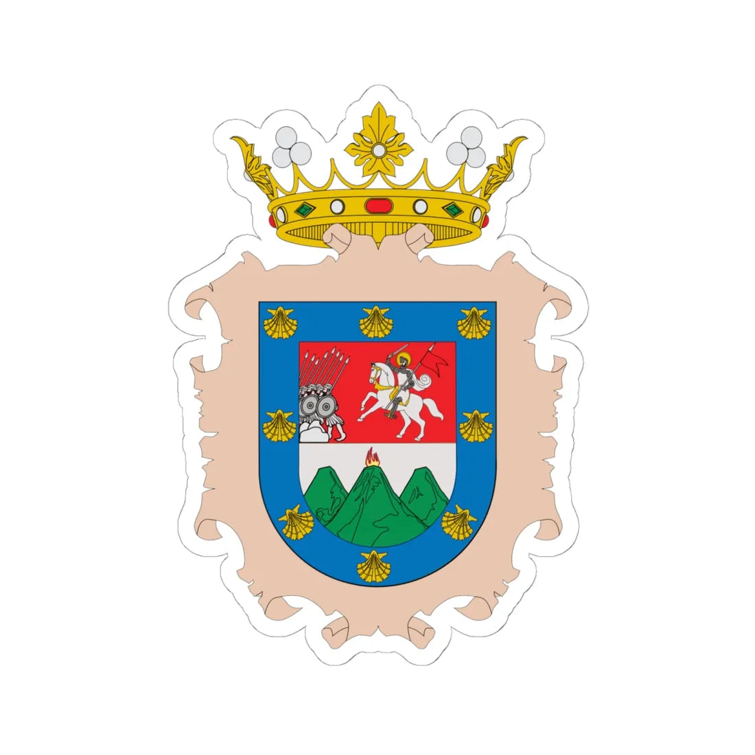 Escudo colonial de la ciudad de Guatemala (Costa Rica) (Coat of Arms) STICKER Vinyl Kiss-Cut Decal 6 Inch White - The Sticker Space