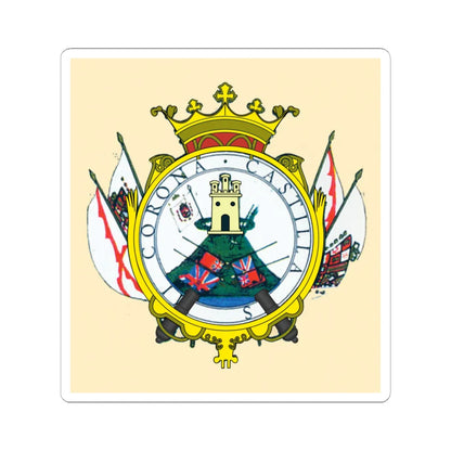 Escudo colonial de Montevideo (Equatorial Guinea) (Coat of Arms) STICKER Vinyl Kiss-Cut Decal 6 Inch White - The Sticker Space