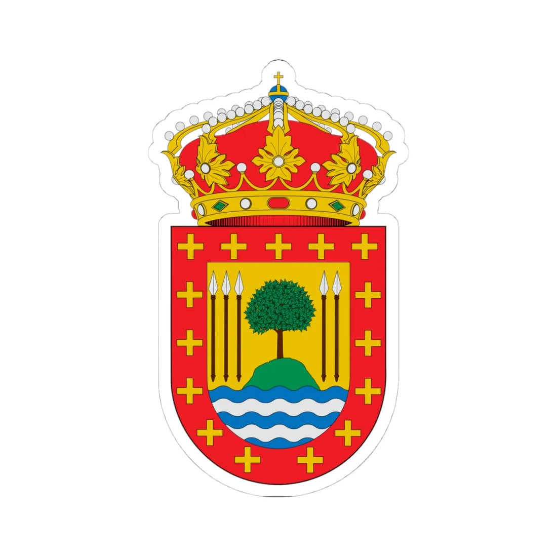 Escudo de A Baña (Spain) (Coat of Arms) STICKER Vinyl Kiss-Cut Decal 4 Inch White - The Sticker Space