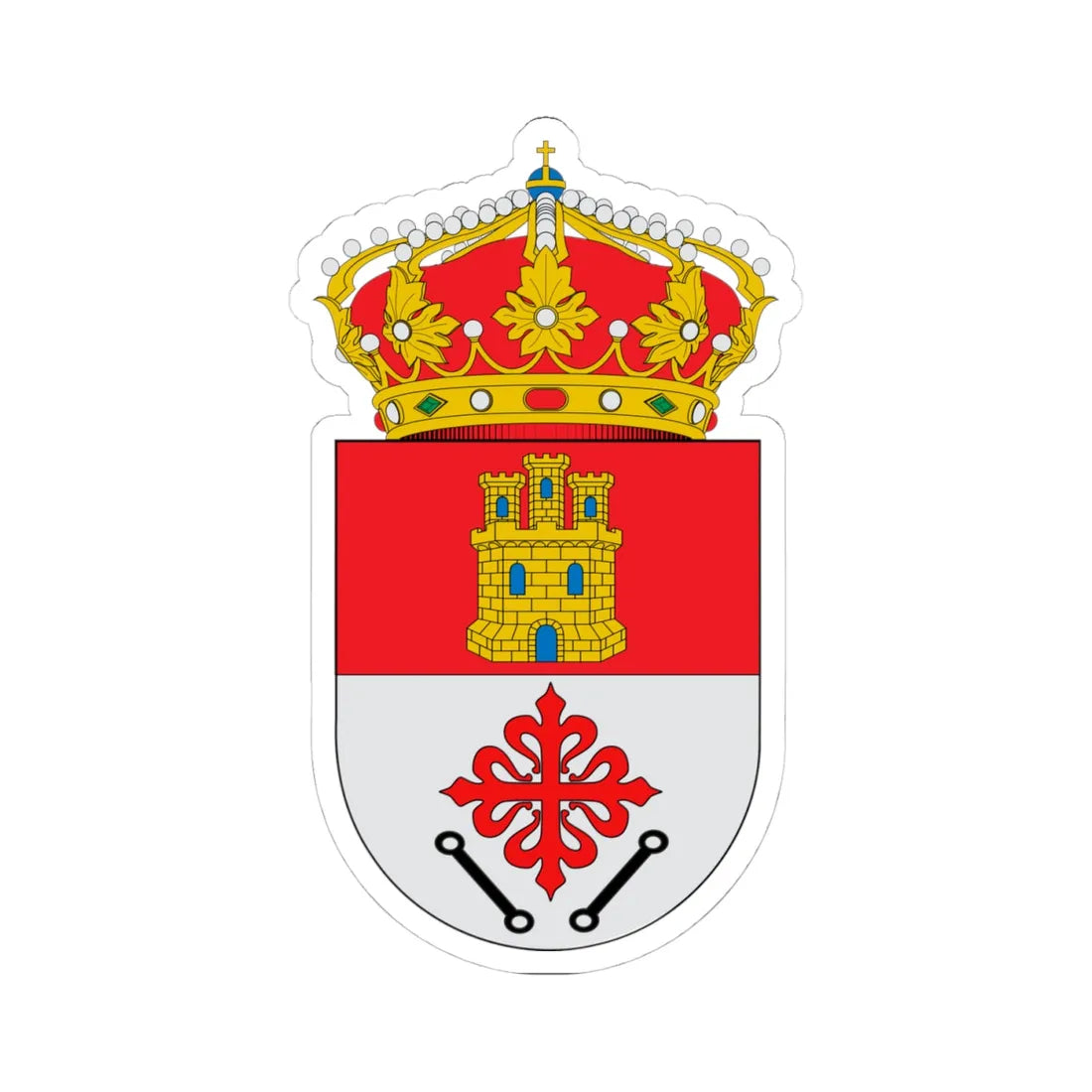 Escudo de Abenójar (Spain) (Coat of Arms) STICKER Vinyl Kiss-Cut Decal 4 Inch White - The Sticker Space