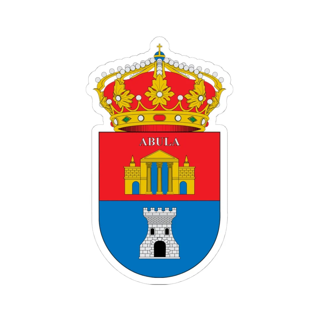 Escudo de Abla (Spain) (Coat of Arms) STICKER Vinyl Kiss-Cut Decal 4 Inch White - The Sticker Space