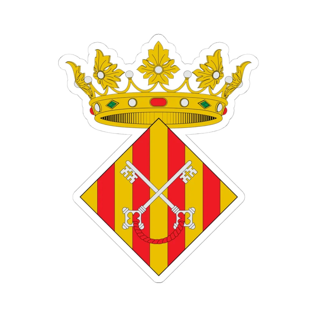 Escudo de Ademuz 2016 (Spain) (Coat of Arms) STICKER Vinyl Kiss-Cut Decal 4 Inch White - The Sticker Space