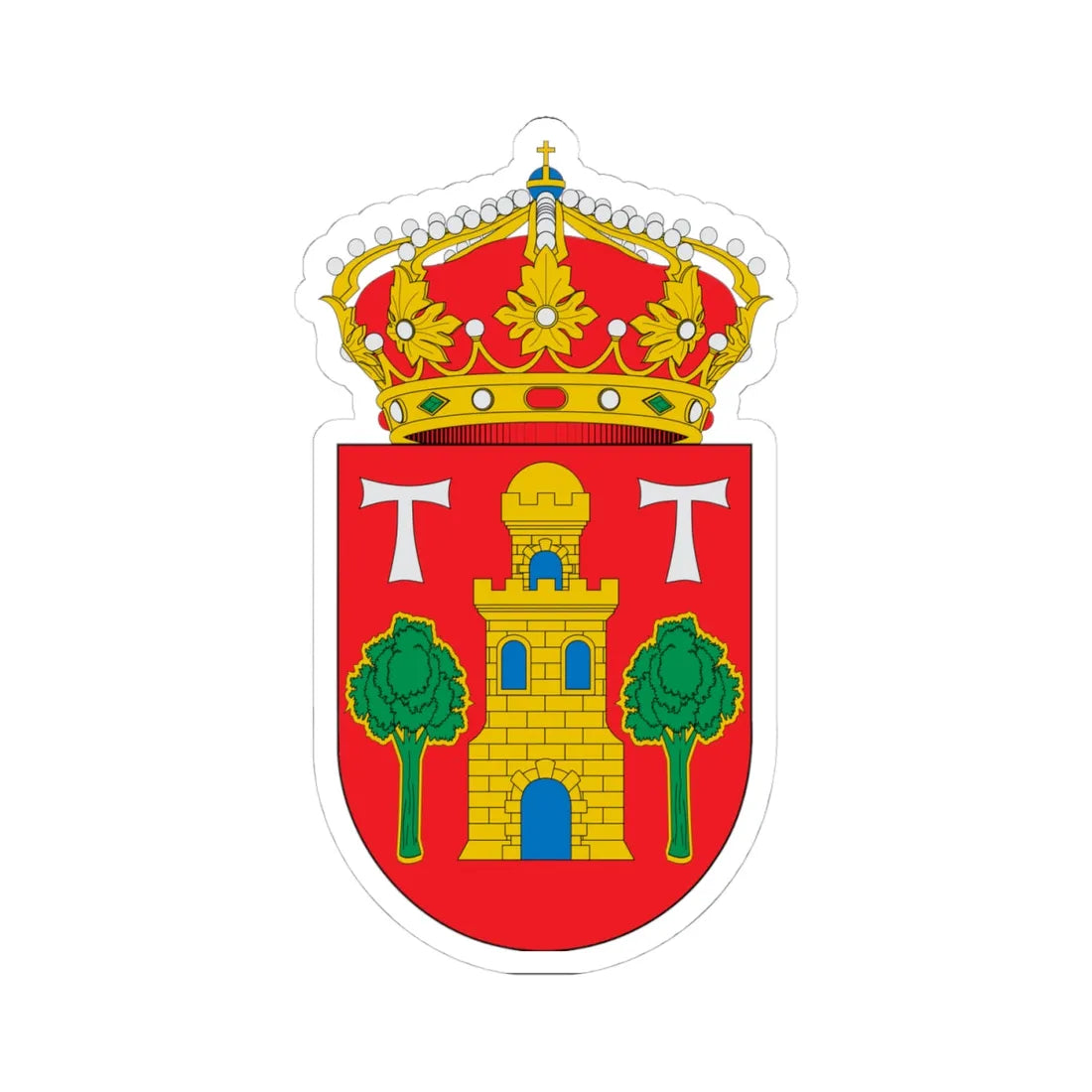 Escudo de Aguarón (Spain) (Coat of Arms) STICKER Vinyl Kiss-Cut Decal 4 Inch White - The Sticker Space